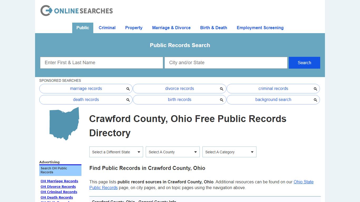 Crawford County, Ohio Public Records Directory - OnlineSearches.com